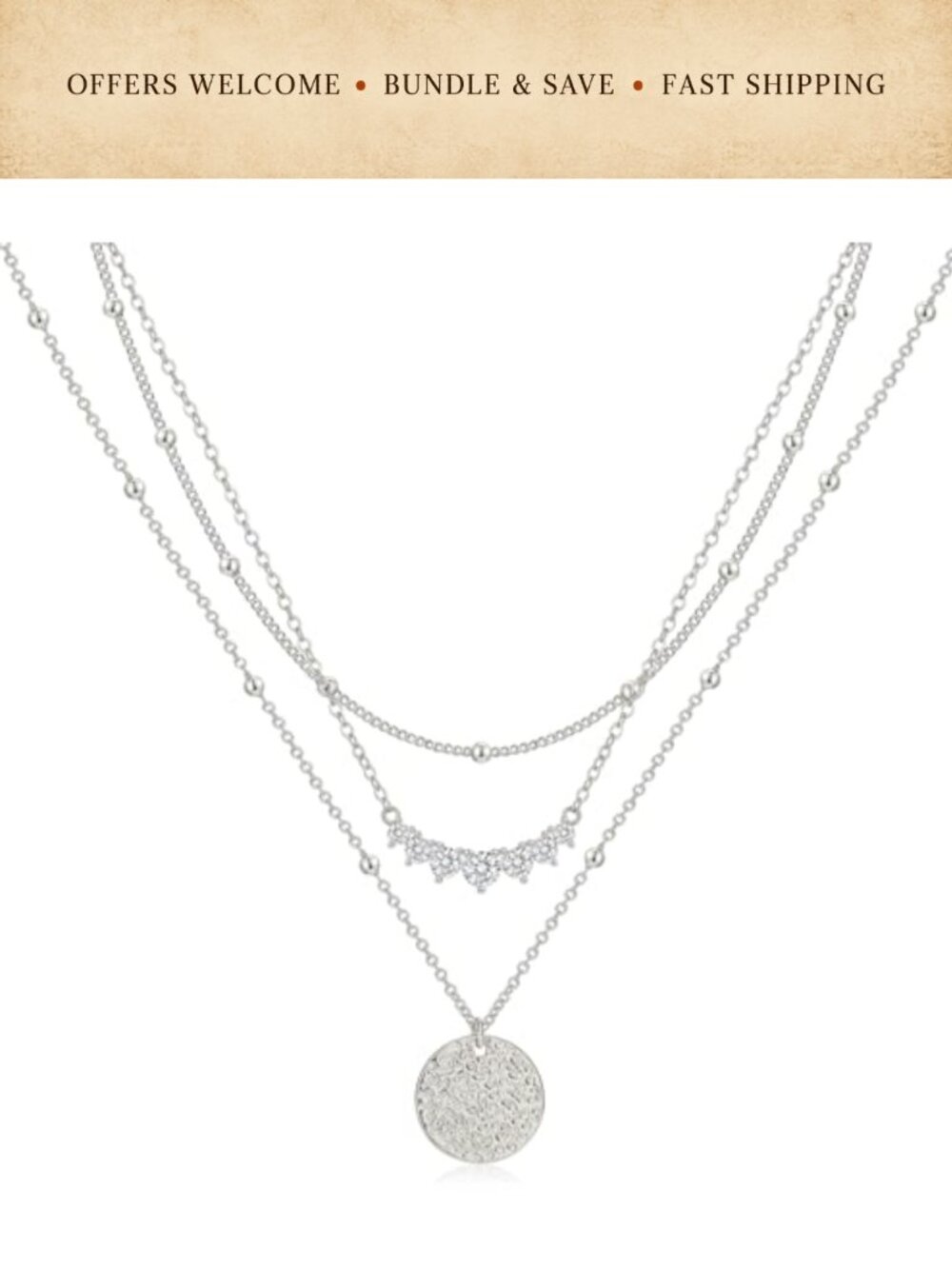 BBV 14K Gold Plated Waterproof Layered Necklace